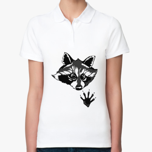 Женская рубашка поло (печать) енот
