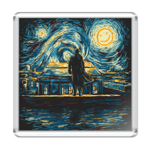 Магнит с принтом Шерлок крыша в стиле Ван Гога