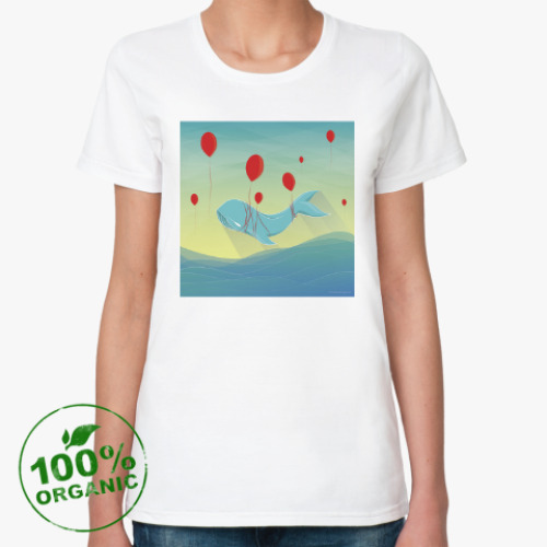 Женская футболка из органик-хлопка с принтом Кит