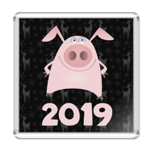 Магнит с принтом Год свиньи 2019