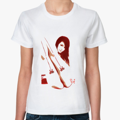 Классическая футболка с принтом Сексуальная девушка