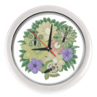 Настенные часы (без цифр) Цветы и бабочки
