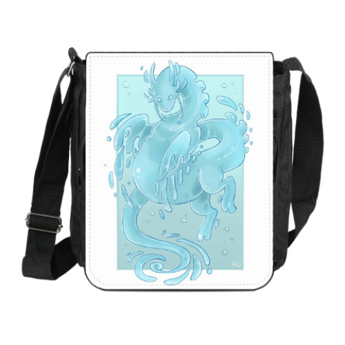 Сумка на плечо (мини-планшет) с принтом Дракон-стихия "Вода"