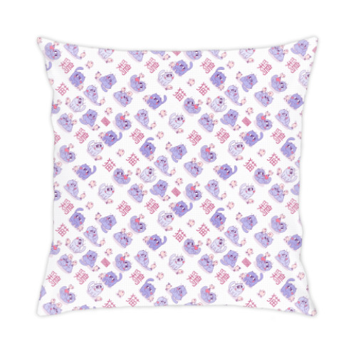 Подушка с принтом Kawaii Cats diagonal pattern