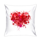 Подушка 35x35 см Сердце из брызг краски