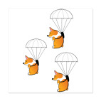 Виниловая наклейка, квадрат (15 х 15 см) смешные собаки корги