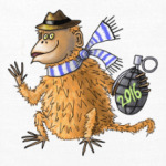 Новогодняя обезьяна с гранатой