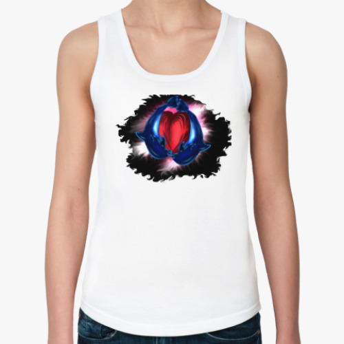 Женская майка с принтом Сердце дельфина