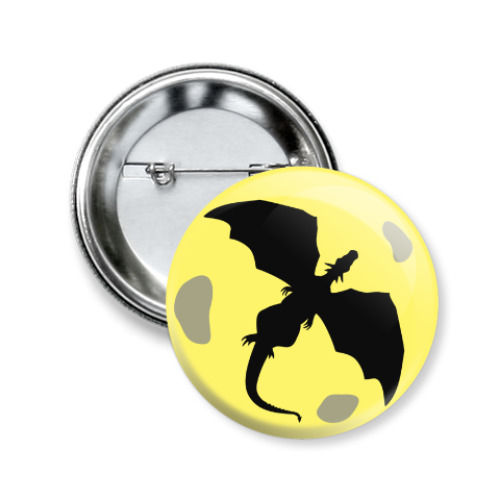 Значок 50мм с принтом Тень дракона