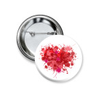 Значок 37 мм Сердце из брызг краски