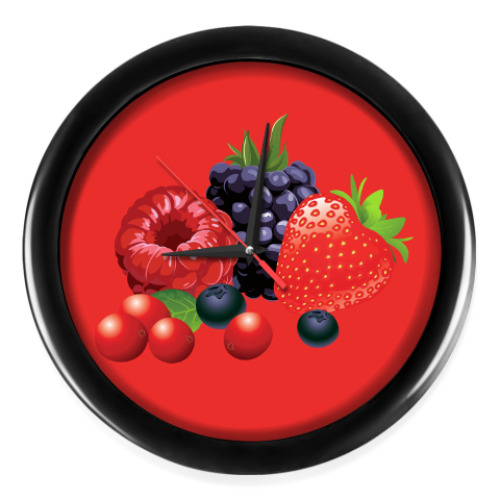Настенные часы с принтом Ягоды
