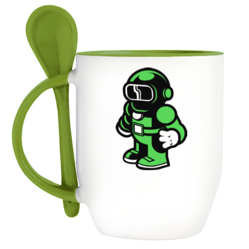 Кружка с ложкой с принтом Spaceman