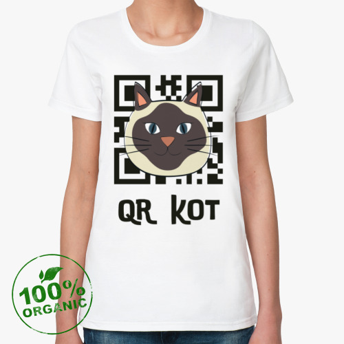 Женская футболка из органик-хлопка QR КОТ