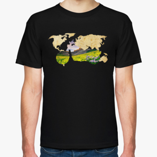 Футболка с принтом Пейзаж мотоцикла