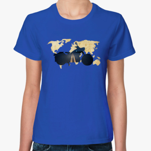 Женская футболка с принтом Мотопейзаж