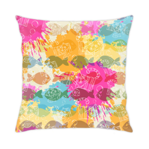 Подушка с принтом Crazy Cat