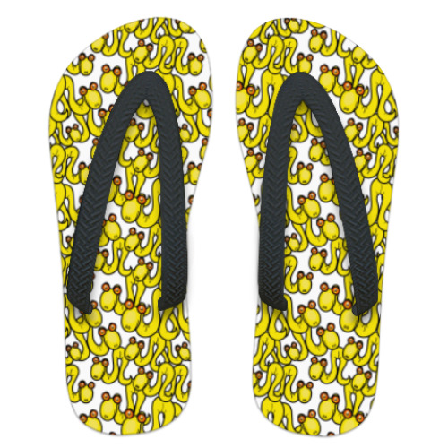 Шлепанцы (сланцы) с принтом Сумасшедшие червячки