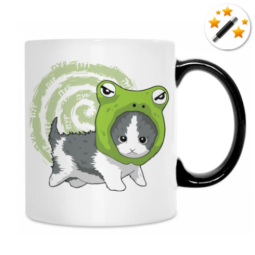 Кружка-хамелеон с принтом Котик