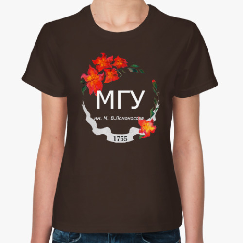 Женская футболка с принтом Flowers MSU