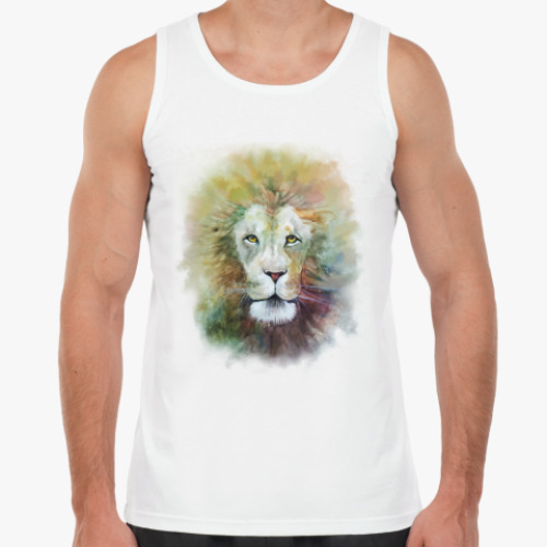 Майка с принтом Лев, акварель