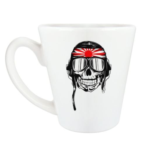 Чашка Латте с принтом Камикадзе череп