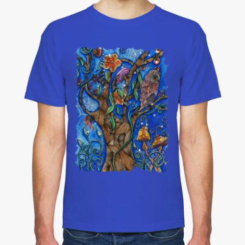 Футболка с принтом Сова в волшебном лесу