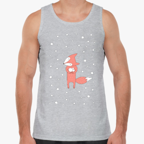 Майка с принтом Лисенок и снегопад