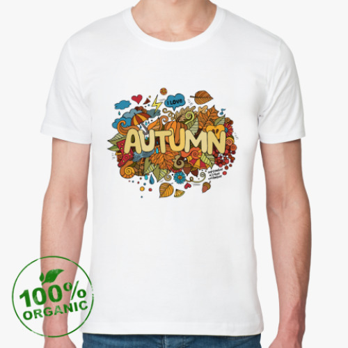 Футболка из органик-хлопка с принтом 'Я люблю Осень'