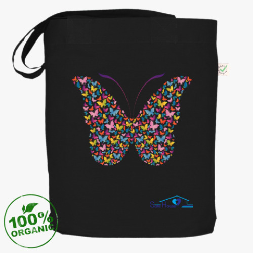 Сумка шоппер с принтом Бабочка цветная