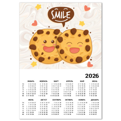 Календарь с принтом Печеньки