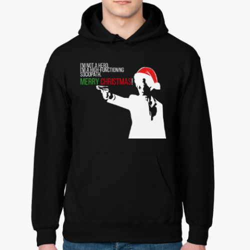 Толстовка худи с принтом Merry christmas from Sherlock