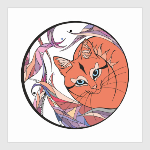 Постер 'Red fantasy cat'