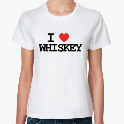 Классическая футболка с принтом  I love whiskey
