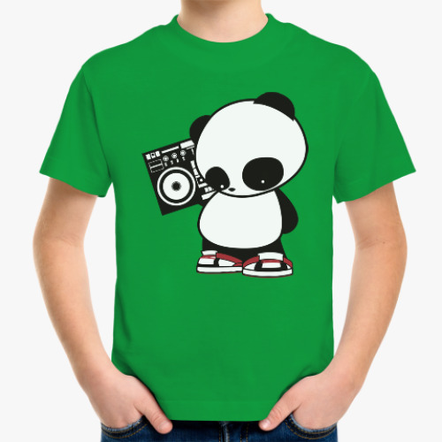 Детская футболка с принтом Панда с магнитофоном
