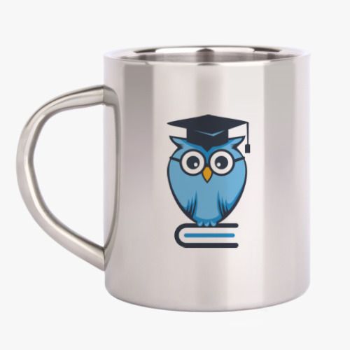 Кружка металлическая с принтом Ученая сова