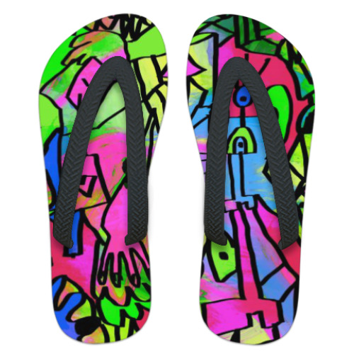 Шлепанцы (сланцы) с принтом Абстракция