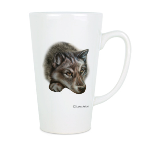 Чашка Латте с принтом Волк