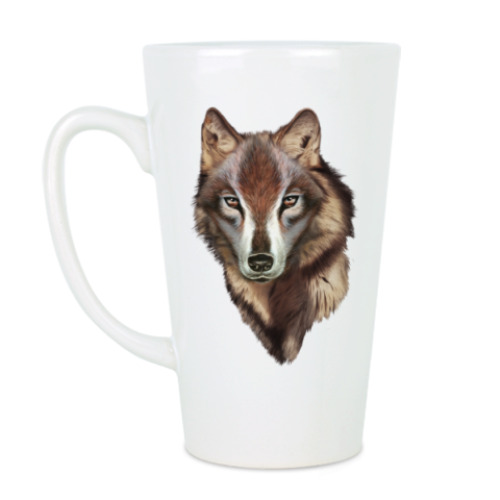 Чашка Латте с принтом Волк