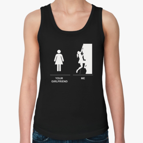 Женская майка с принтом Climbing girl : Скалолазка