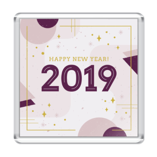 Магнит с принтом Новый год 2019