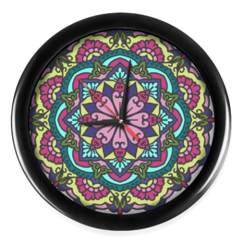 Настенные часы с принтом Мандала