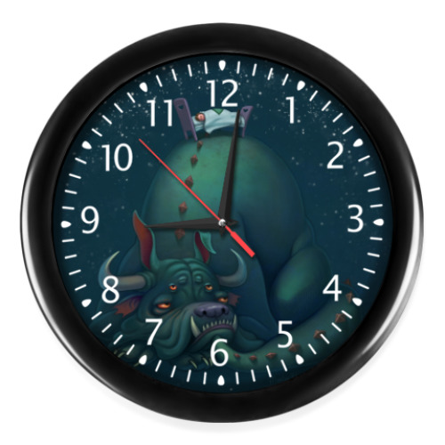 Настенные часы с принтом Монстр под кроватью