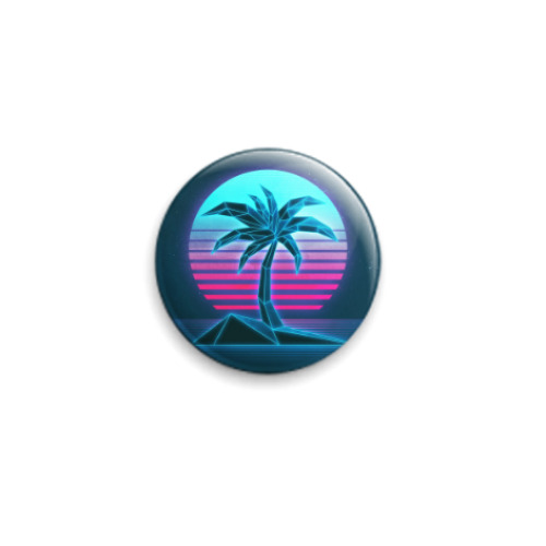 Значок 25мм с принтом Retro пальма