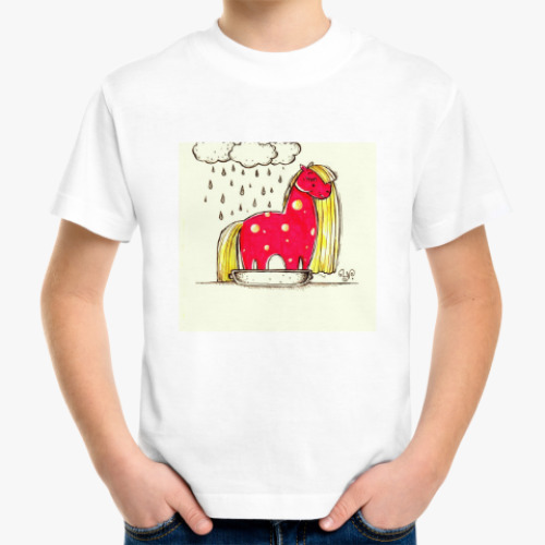 Детская футболка с принтом Купание красной коняшки