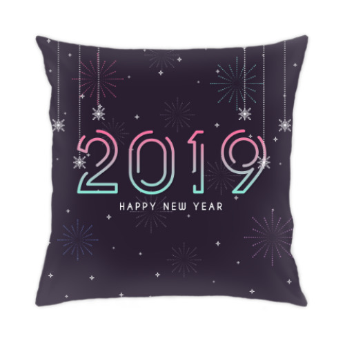 Подушка с принтом Новый год 2019