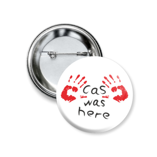 Значок 37мм с принтом Здесь был Кас - Supernatural