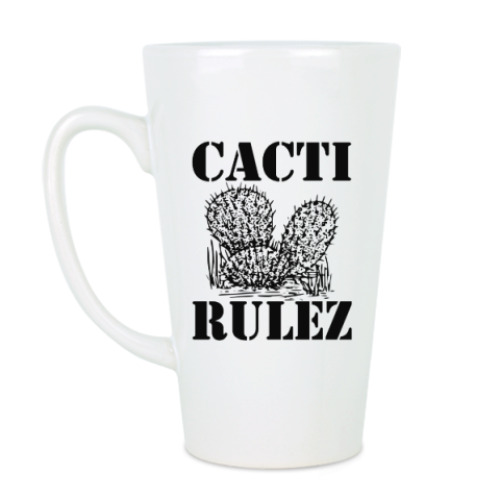 Чашка Латте с принтом Cacti Rulez