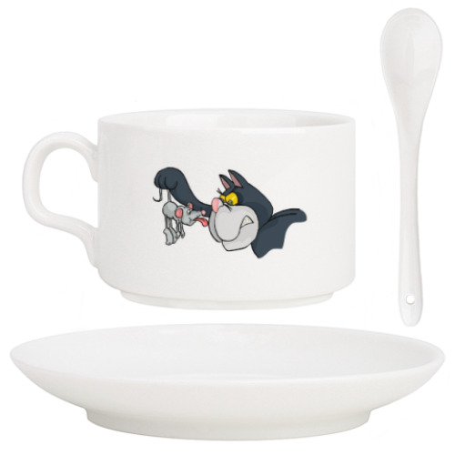 Кофейный набор с принтом Кот и мышка