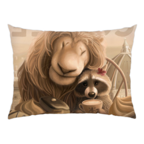 Подушка с принтом Лев и Енот во Флоренции