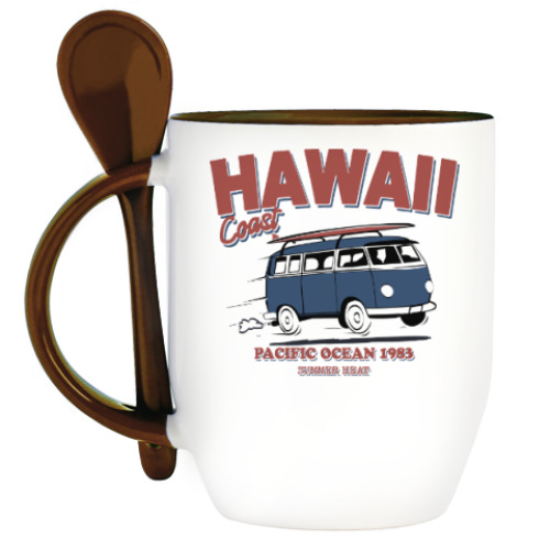 Кружка с ложкой с принтом Гавайи